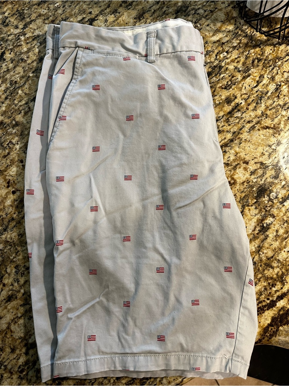 Old Navy Mens Light Gray Slim Chinos with American Flags Size 38 🇺🇸